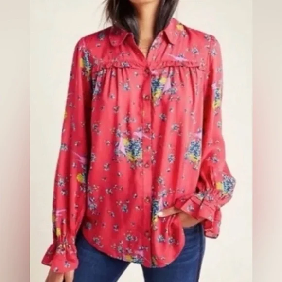 Anthro - Maeve red blouse - Picture 2 of 6